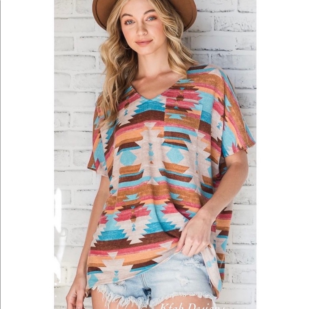 KFab Designs Multicolor Aztec Print Top - Picture 5 of 10